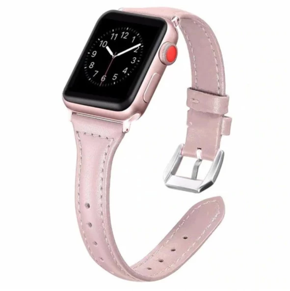 Apple Watch 7/8/9 45mm Kordon İnce Deri Kordon - 5