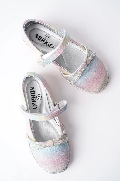 Muggo UNİCORN Garantili Günlük Ortopedik Hafif Taban Taşlı ve Cırtlı Kız Çocuk Babet - 11