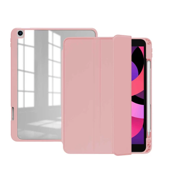 Apple iPad 8. Nesil 10.2 Kılıf Kalem Bölmeli Şeffaf Case A2270 A2428 A2429 A2430