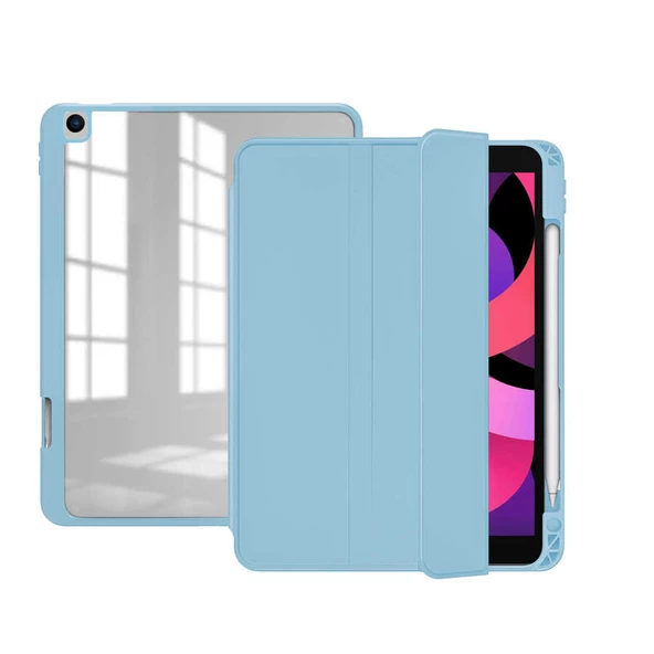 Apple iPad 7. Nesil 10.2 Kılıf Kalem Bölmeli Şeffaf Case A2197 A2198 A2200