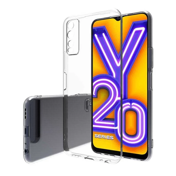 Vivo Y20 Kılıf Şeffaf Silikon Hibrit Case