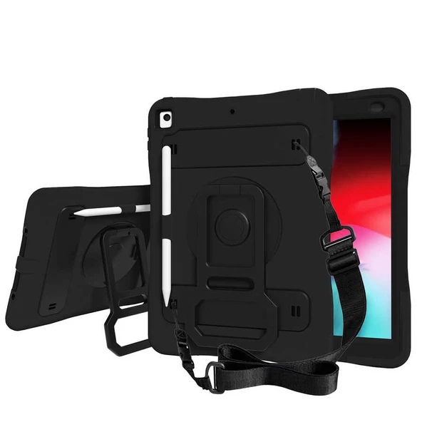 Apple iPad 7. / 8. Nesil 10.2 Kılıf Airtag Bölmeli Defender Case A2197-98 A2200 A2270 A2428-29 A2430