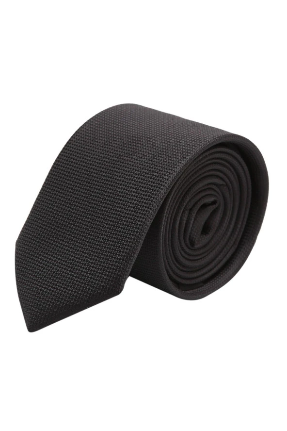 Esgue Siyah Slim Kravat Mendil & Gold Renk Çapa Broş Erkek Hediye Seti - Resim 3