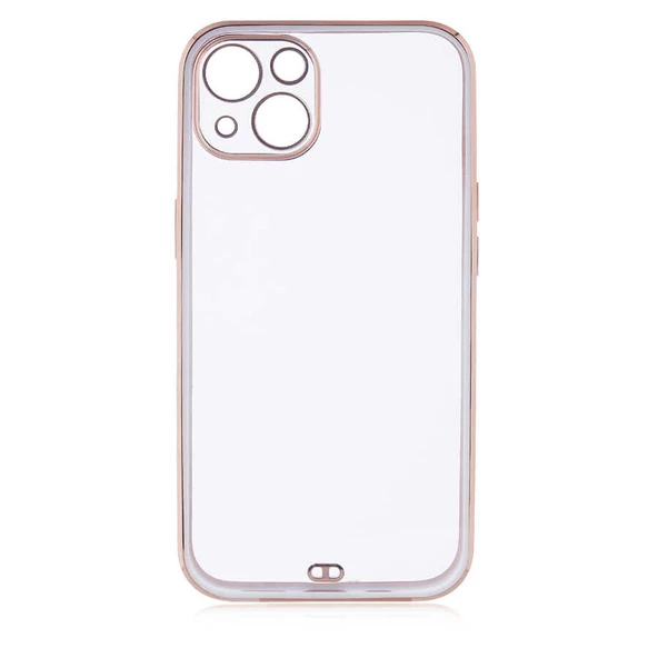 Apple iPhone 13 Kılıf Köşeli Gold Şeffaf Kapak - 4