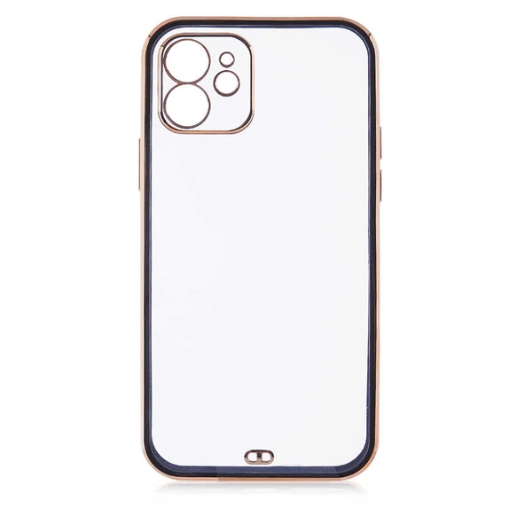 Apple iPhone 12 Kılıf Köşeli Gold Şeffaf Kapak - 3