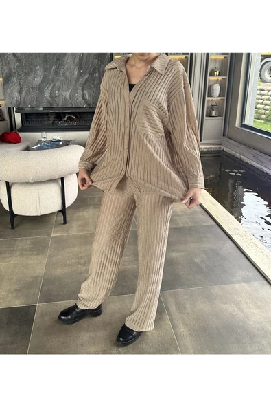 OVERSİZE GÖMLEK PANTLON EŞOFMAN TAKIM - 4