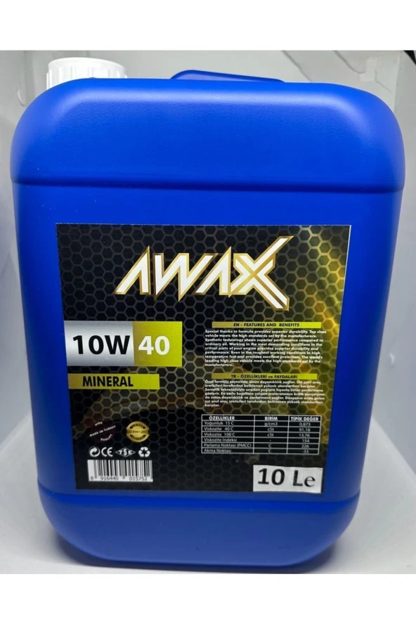 Awax 10w/40 - 10 Litre Motor Yağı Üretim Yılı:2025