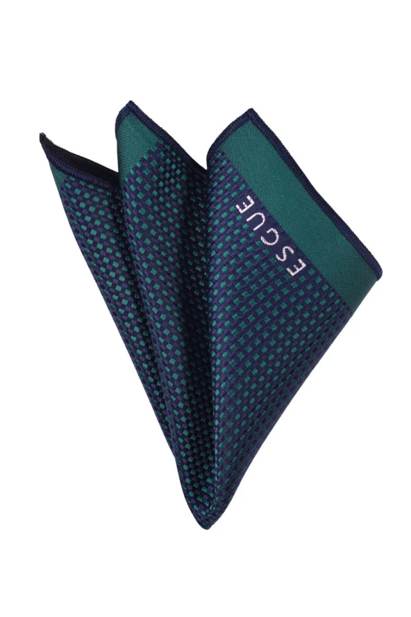 Esgue Yeşil Lacivert Desenli Yaka Cep Mendili ürün görseli