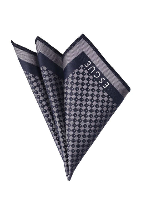 Esgue Gri - Lacivert Desenli Yaka Mendili ürün görseli