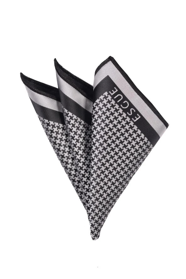 Esgue Siyah Beyaz Desenli Yaka Cep Mendili ürün görseli