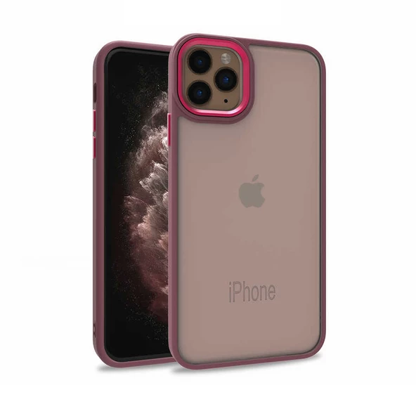 Apple iPhone 11 Pro Max Kılıf Kamera Nikelaj Kenar Renkli Kapak - 6