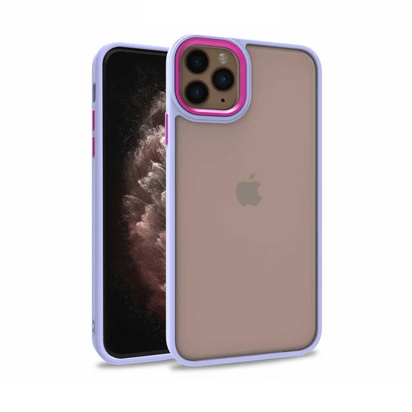 Apple iPhone 11 Pro Max Kılıf Kamera Nikelaj Kenar Renkli Kapak - 7