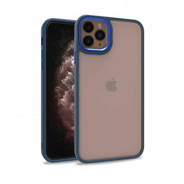 Apple iPhone 11 Pro Max Kılıf Kamera Nikelaj Kenar Renkli Kapak - 4
