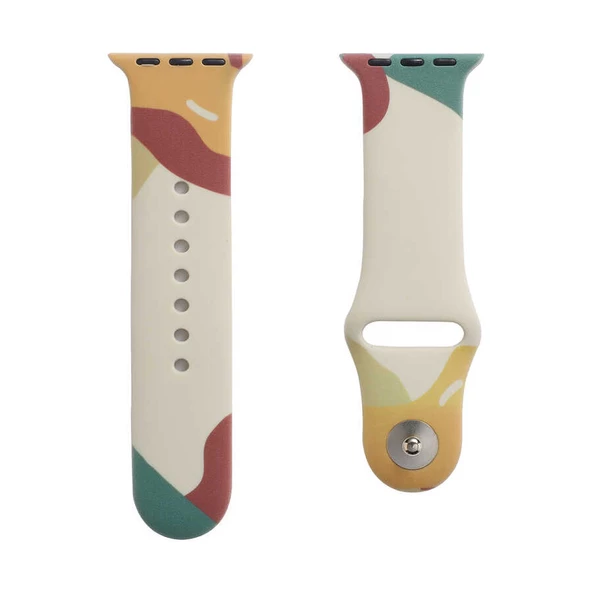 Apple Watch 7 8 41mm Kordon Karışık Renkli Silikon Kordon - 9