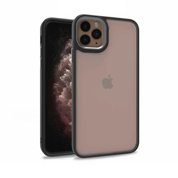 Apple iPhone 11 Pro Max Kılıf Kamera Nikelaj Kenar Renkli Kapak - 9