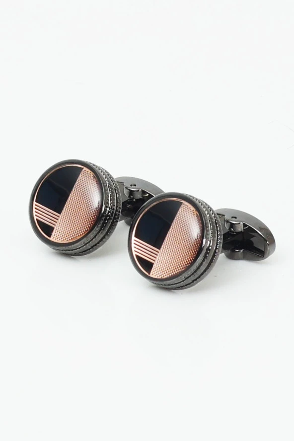 Esgue Kol Düğmesi Hand Made Kiremit Renk 7.5 cm Kravat Mendil Kutulu Hediye Seti - Resim 2