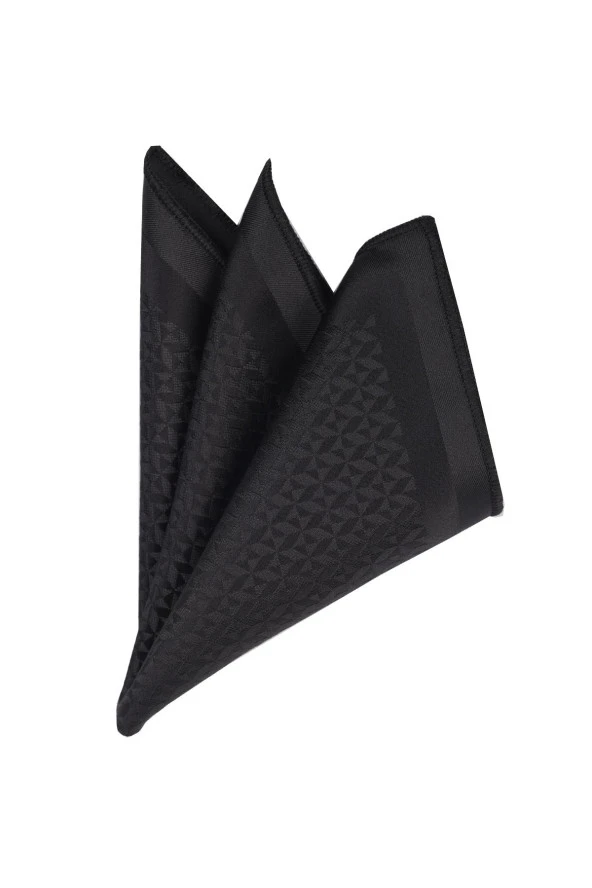 Esgue Siyah Mineli Kol Düğmesi Hand Made 7.5 cm Siyah Kravat Mendil Kutulu Hediye Seti - 5