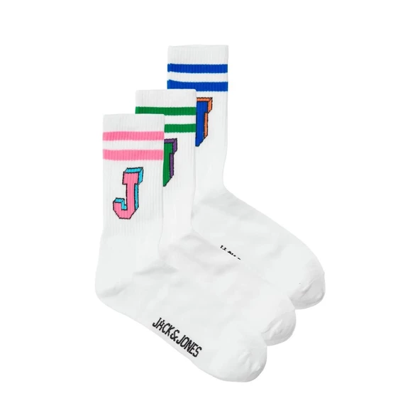 Jack & Jones 12251466 Jacsingle J Tennis Socks 3 Pack Beyaz