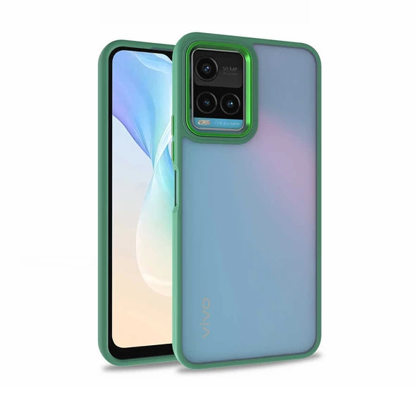 Vivo Y32 Kılıf Kamera Nikelaj Kenar Renkli Kapak