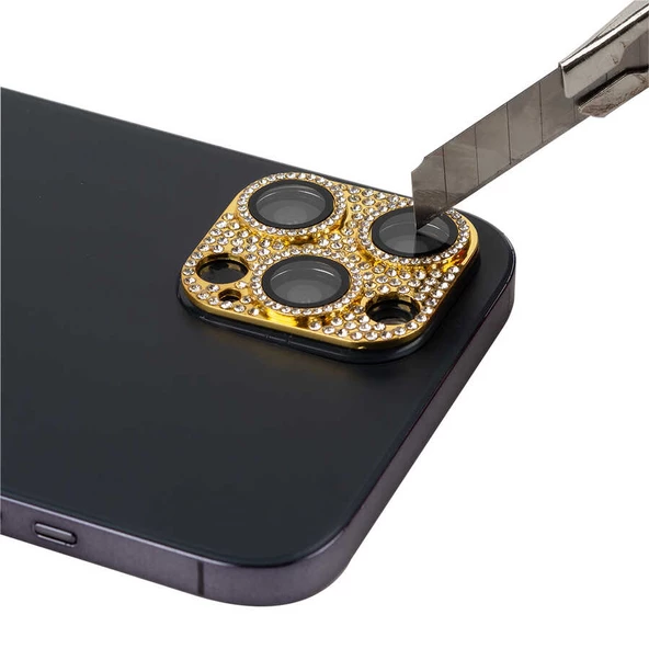 Apple iPhone 11 Pro Max Full Taşlı Kamera Lens Koruyucu Çerçeveli Koruyucu CL-08 - 12