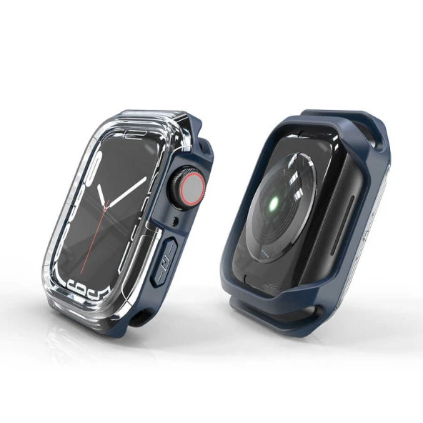 Apple Watch 7 8 41mm Sert PC Ekran Koruyucu + Silikon Kasa Koruyucu - 5