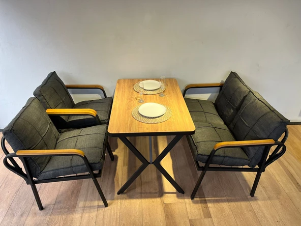 Dekoroom's Zen 2-1-1- Mebran Masa Bahçe Balkon Mobilyası,Cafe Mobilyası , Çay Seti
