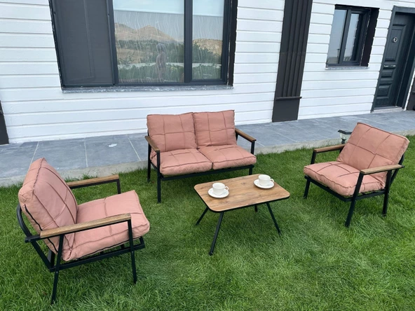 Dekoroom's Zen 2 1 1 Pofuduk Balkon Takımı, Bahçe Mobilyası, Çay Seti, Kafe, Koltuk Takımı Orta Gri - 3