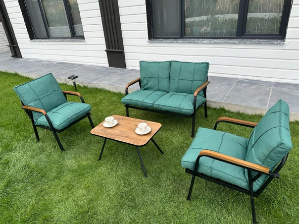 Dekoroom's Zen 2 1 1 Pofuduk Balkon Takımı, Bahçe Mobilyası, Çay Seti, Kafe, Koltuk Takımı Orta Gri - 2