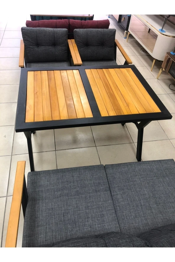 Dekoroom's Zeta 2 1 1 Puf Masa Minderli Set Bahçe, Balkon, Koltuk Mobilyası Salıncak Dahil Değildir - 6