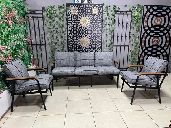 Dekoroom's Zen 3 1 1 Pofuduk Balkon Takımı, Bahçe Mobilyası, Çay Seti, Kafe Oturma Grubu, Teras Koltuk Takımı