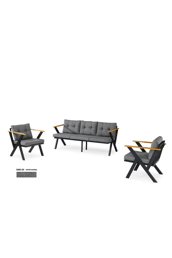 Dekoroom's Zeta 3 1 1 Balkon Takımı, Bahçe Mobilyası, Çay Seti, Kafe Oturma Grubu, Teras Koltuk Takımı