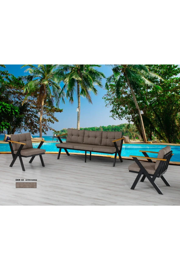 Dekoroom's Zeta 3 1 1 Balkon Takımı, Bahçe Mobilyası, Çay Seti, Kafe Oturma Grubu, Teras Koltuk Takımı - 2