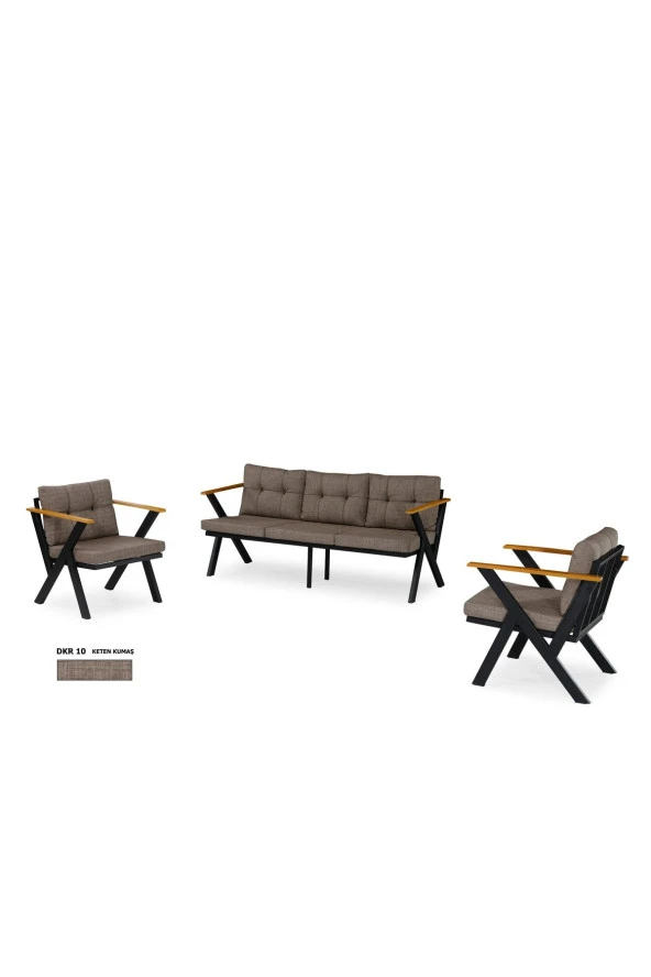 Dekoroom's Zeta 3 1 1 Balkon Takımı, Bahçe Mobilyası, Çay Seti, Kafe Oturma Grubu, Teras Koltuk Takımı - 3