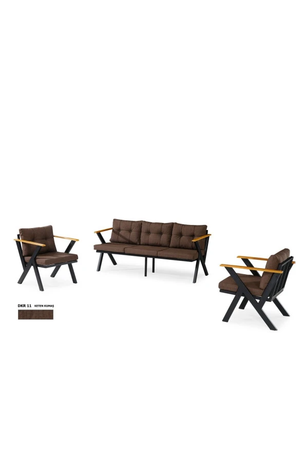 Dekoroom's Zeta 3 1 1 Balkon Takımı, Bahçe Mobilyası, Çay Seti, Kafe Oturma Grubu, Teras Koltuk Takımı - Resim 3