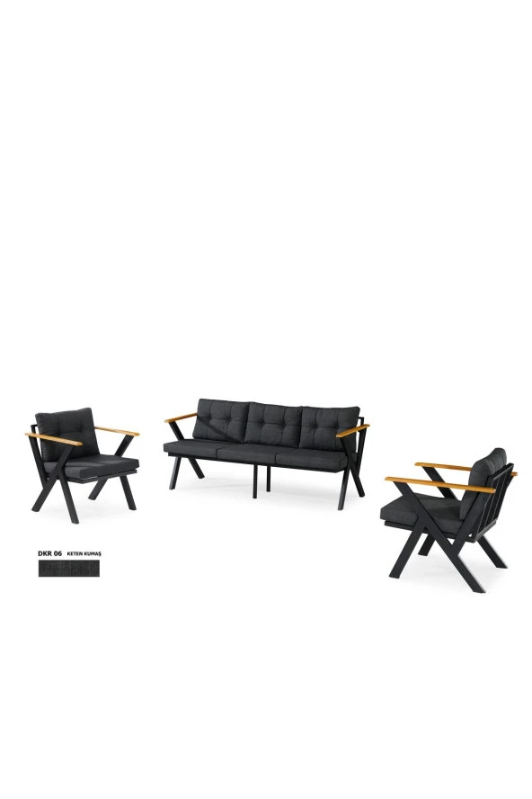 Dekoroom's Zeta 3 1 1 Balkon Takımı, Bahçe Mobilyası, Çay Seti, Kafe Oturma Grubu, Teras Koltuk Takımı - 5