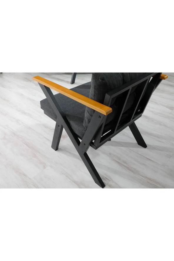 Dekoroom's Zeta 3 1 1 Balkon Takımı, Bahçe Mobilyası, Çay Seti, Kafe Oturma Grubu, Teras Koltuk Takımı - 6