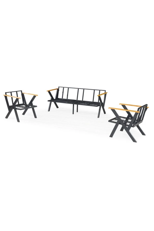 Dekoroom's Zeta 3 1 1 Balkon Takımı, Bahçe Mobilyası, Çay Seti, Kafe Oturma Grubu, Teras Koltuk Takımı - 6