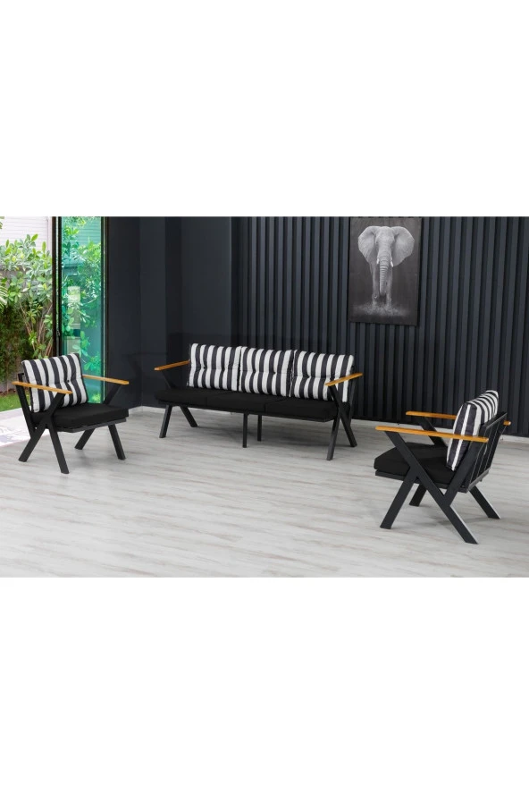 Dekoroom's Zeta 3 1 1 Balkon Takımı, Bahçe Mobilyası, Çay Seti, Kafe Oturma Grubu, Teras Koltuk Takımı - 2