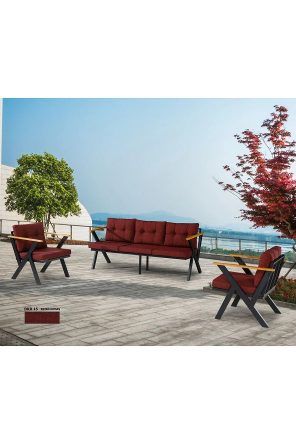 Dekoroom's Zeta 3 1 1 Balkon Takımı, Bahçe Mobilyası, Çay Seti, Kafe Oturma Grubu, Teras Koltuk Takımı - Resim 3