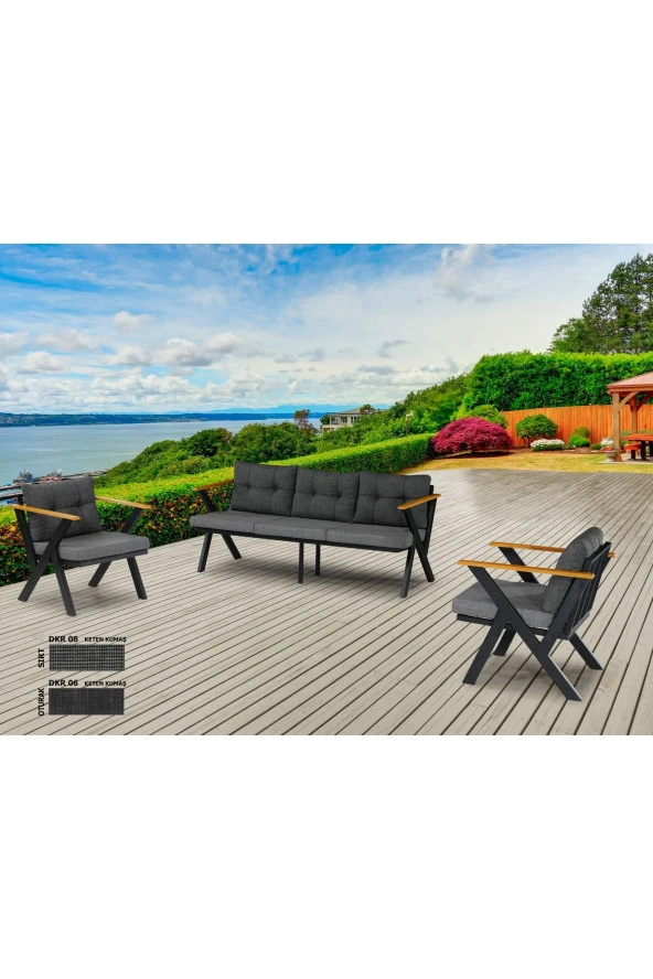 Dekoroom's Zeta 3 1 1 Balkon Takımı, Bahçe Mobilyası, Çay Seti, Kafe Oturma Grubu, Teras Koltuk Takımı - 2