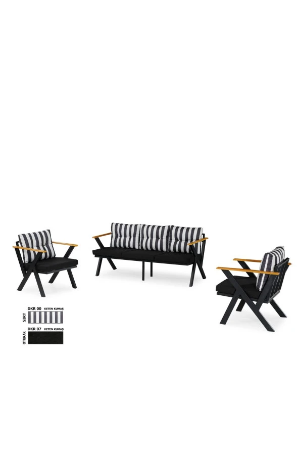 Dekoroom's Zeta 3 1 1 Balkon Takımı, Bahçe Mobilyası, Çay Seti, Kafe Oturma Grubu, Teras Koltuk Takımı - 3