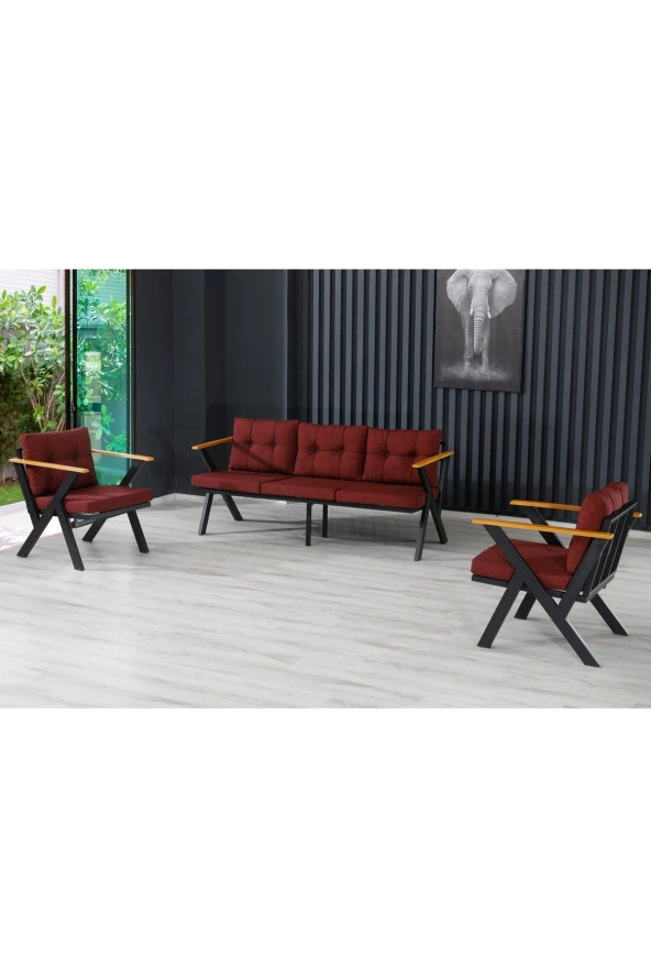 Dekoroom's Zeta 3 1 1 Balkon Takımı, Bahçe Mobilyası, Çay Seti, Kafe Oturma Grubu, Teras Koltuk Takımı - Resim 4