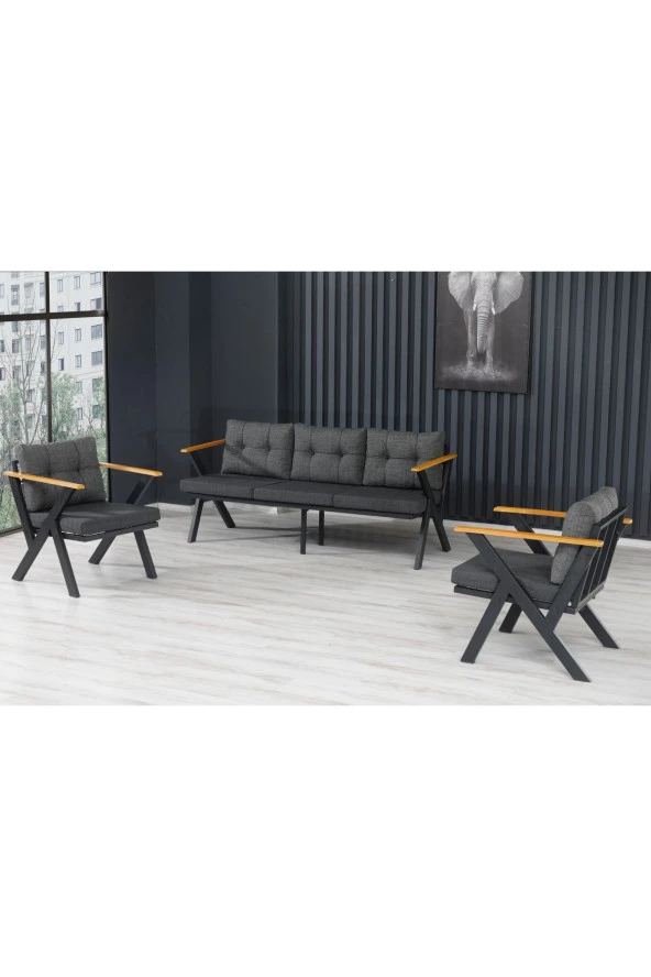 Dekoroom's Zeta 3 1 1 Balkon Takımı, Bahçe Mobilyası, Çay Seti, Kafe Oturma Grubu, Teras Koltuk Takımı - 3