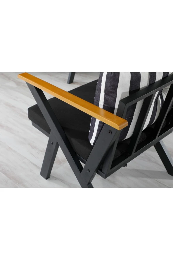 Dekoroom's Zeta 3 1 1 Balkon Takımı, Bahçe Mobilyası, Çay Seti, Kafe Oturma Grubu, Teras Koltuk Takımı - 4