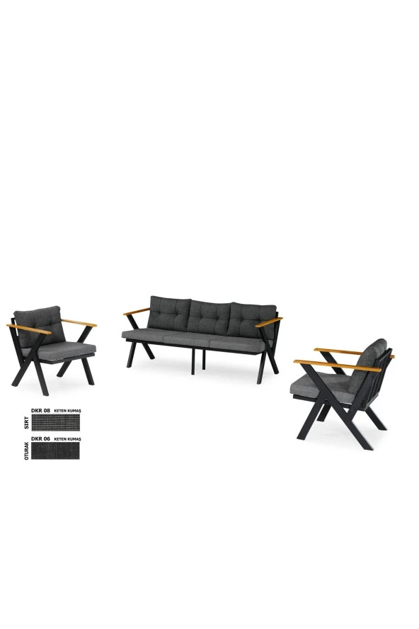 Dekoroom's Zeta 3 1 1 Balkon Takımı, Bahçe Mobilyası, Çay Seti, Kafe Oturma Grubu, Teras Koltuk Takımı - 4