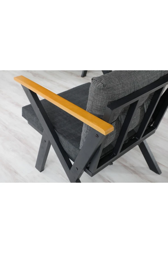 Dekoroom's Zeta 3 1 1 Balkon Takımı, Bahçe Mobilyası, Çay Seti, Kafe Oturma Grubu, Teras Koltuk Takımı - 5