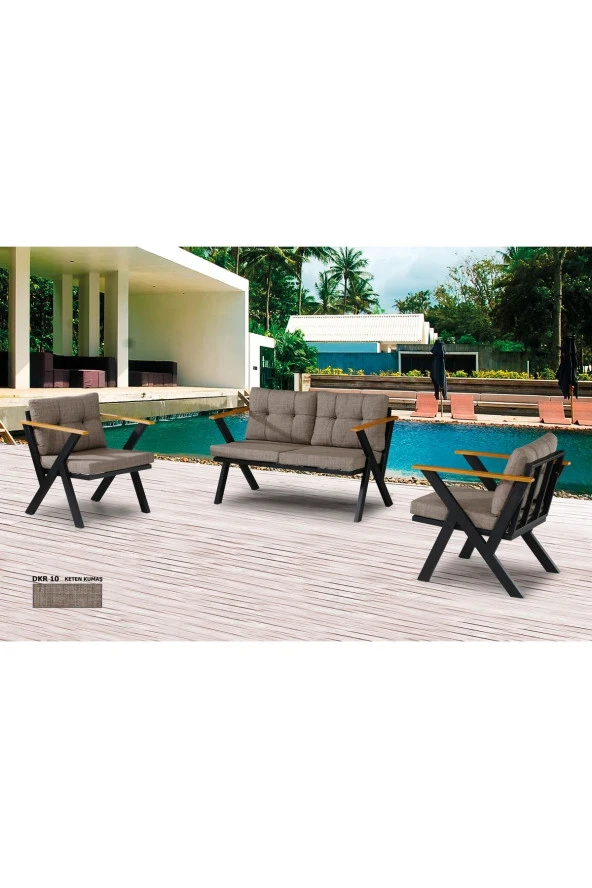 Dekoroom's Zeta 2 1 1 Balkon Takımı, Bahçe Mobilyası, Çay Seti, Kafe Oturma Grubu, Teras Koltuk Takımı