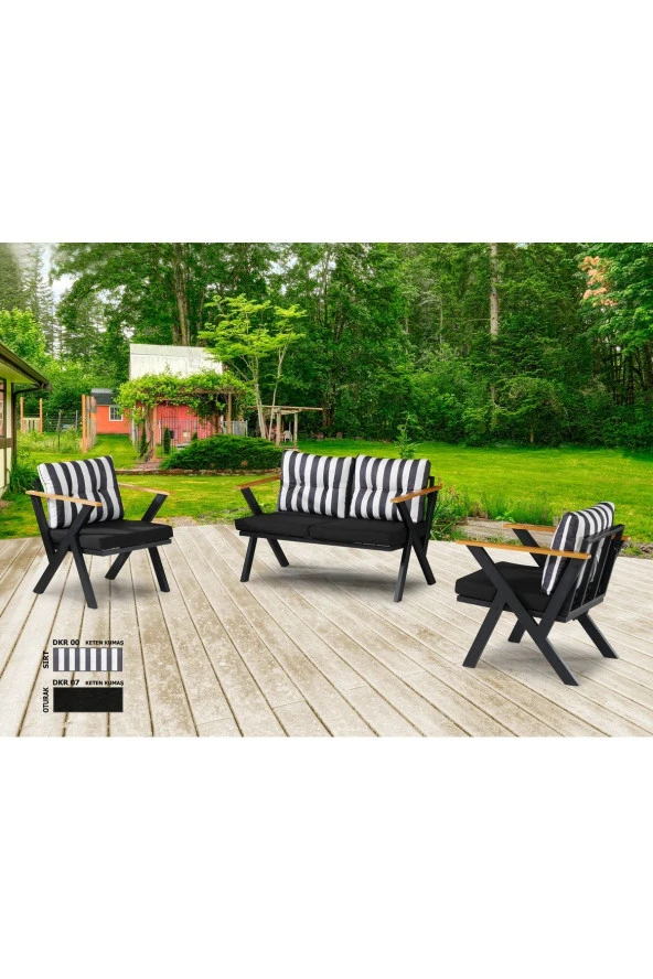 Dekoroom's Zeta 2 1 1 Balkon Takımı, Bahçe Mobilyası, Çay Seti, Kafe Oturma Grubu, Teras Koltuk Takımı - 4
