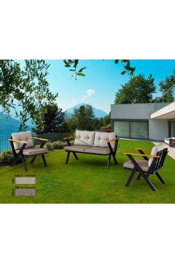 Dekoroom's Zeta 2 1 1 Balkon Takımı, Bahçe Mobilyası, Çay Seti, Kafe Oturma Grubu, Teras Koltuk Takımı - 3
