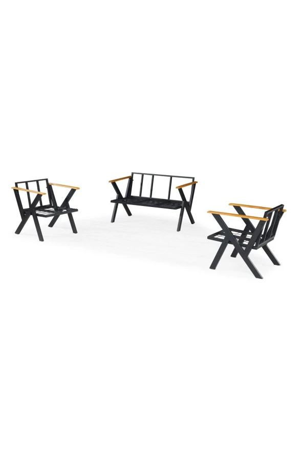 Dekoroom's Zeta 2+1+1 Balkon Takımı, Bahçe Mobilyası, Çay Seti, Kafe Oturma Grubu, Teras Koltuk Takımı - 6
